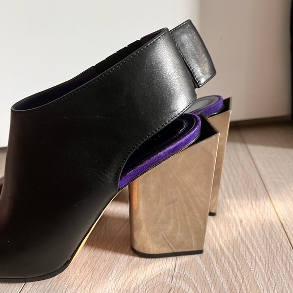 Céline Spring 2014 by Phoebe Philo leather and metal sculptural heels, sz 37.5 - Picture 7 of 7